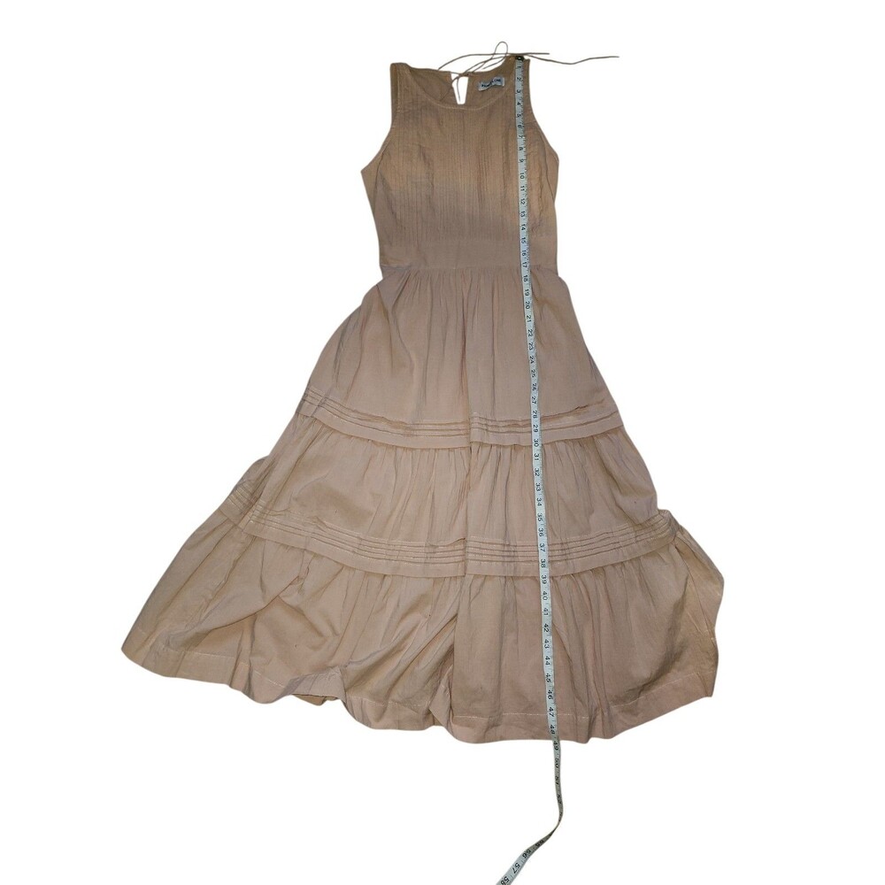 Pampelone Cotton Tiered Maxi Dress Womens S Blush Pink Cottage Pleated Feminine - Picture 9 of 10